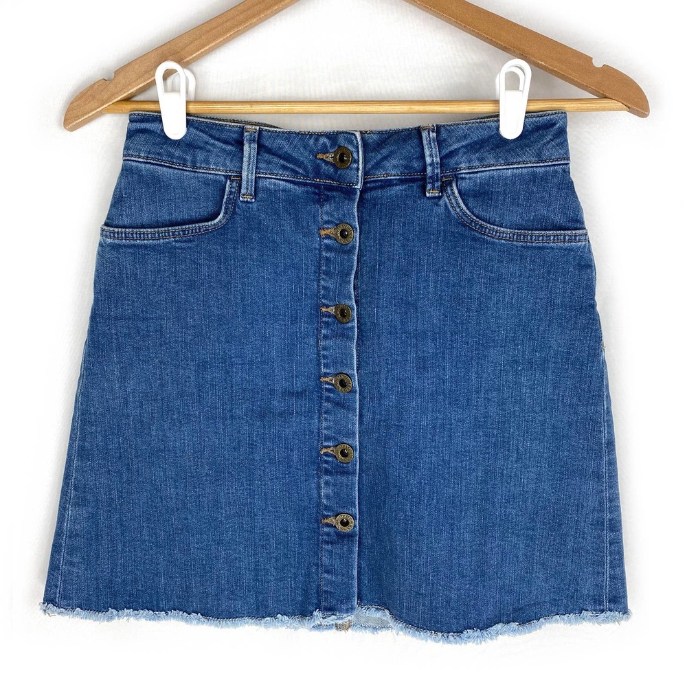 Mavi Skirt Blue Denim Buttoned Mini XS